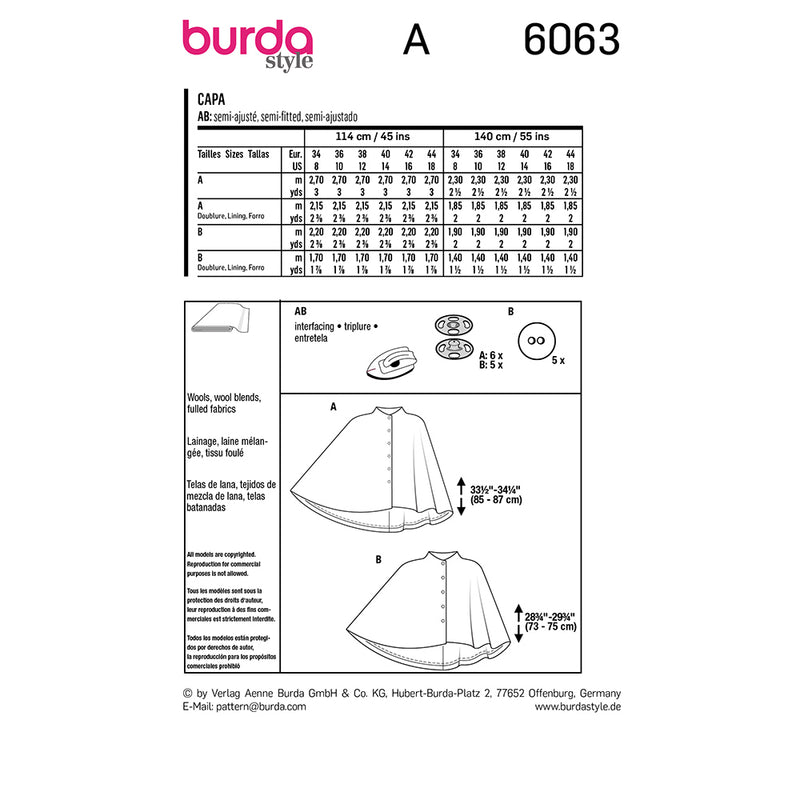Burda 6063- Cape