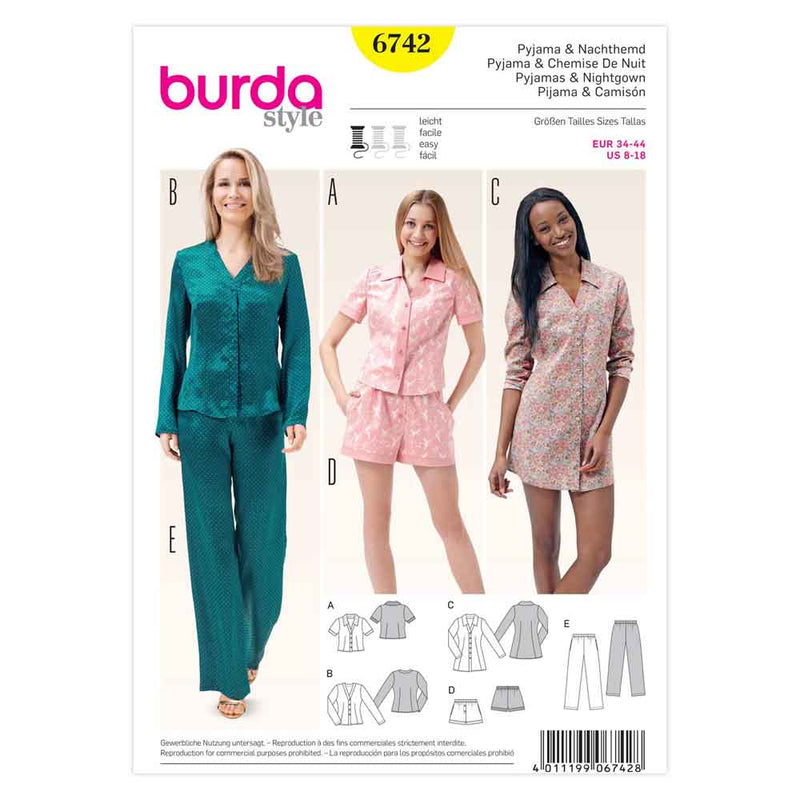 Burda 6742 - Pyjama pour femmes