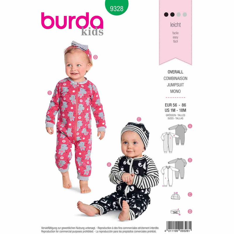 Burda 9328 - Barboteuse pour bébé – La CaSa de la Couture