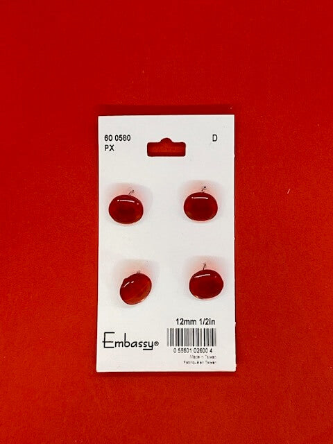 Boutons  rouge - 12mm