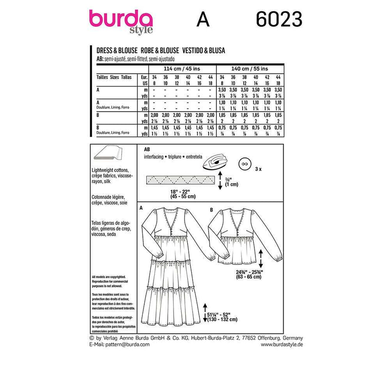 Burda 6023- Robe & blouse pour femmes