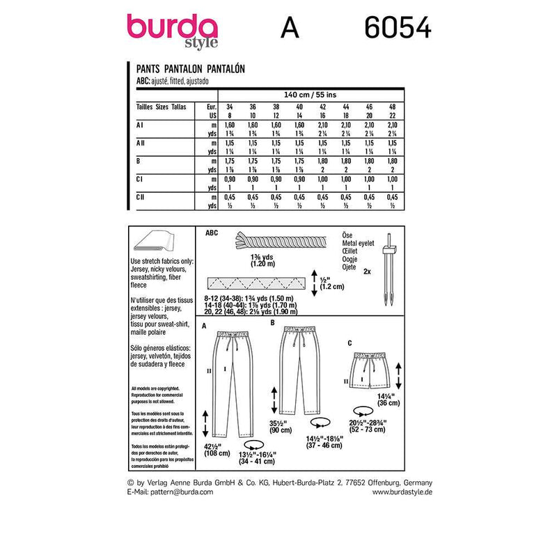 Burda 6054- Pantalon
