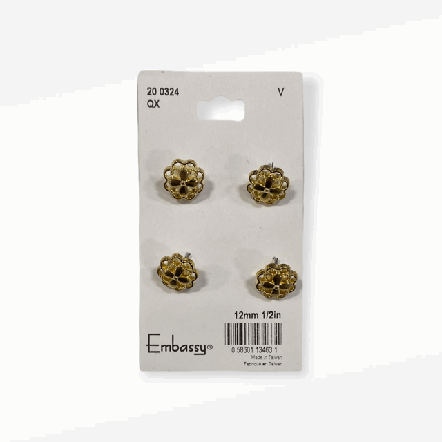 Boutons fleurs or - 12mm