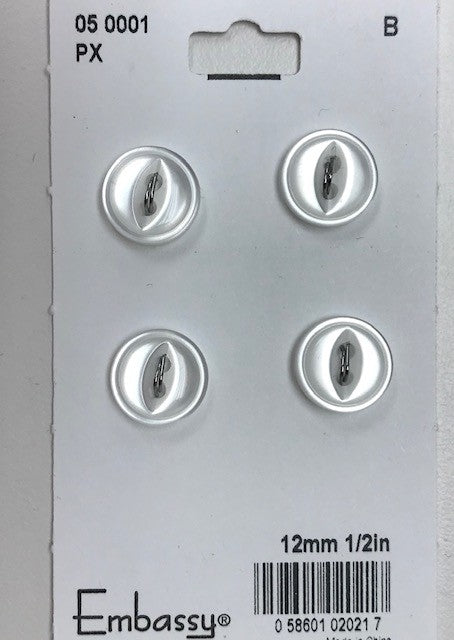 Pearl White Buttons 12mm 1/2 in