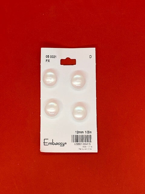 Translucent white buttons - 12mm