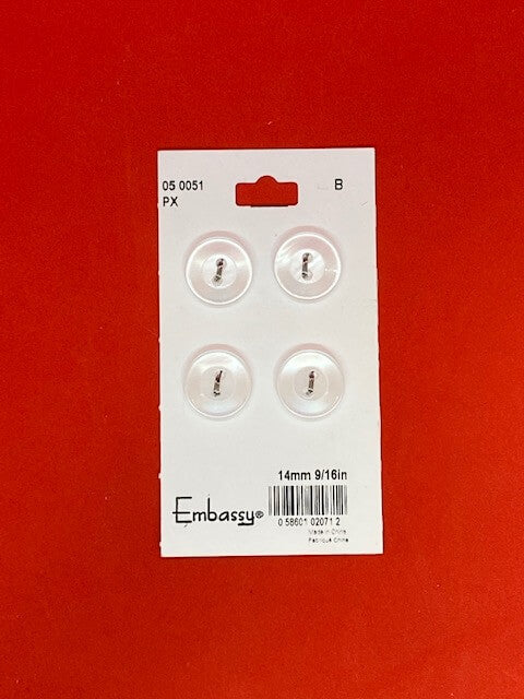 Translucent white buttons - 14mm
