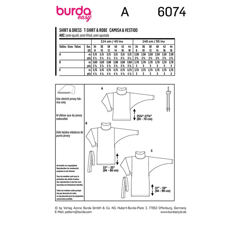 Burda 6074- T-shirt & dress