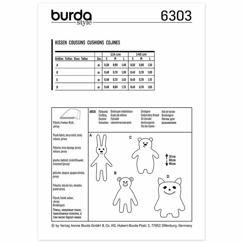 Burda 6303 - coussins à motifs