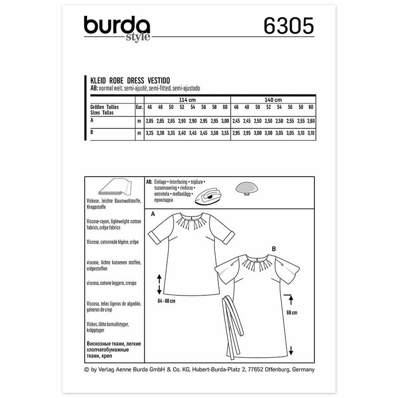 Burda 6305 - t-shirt et robe