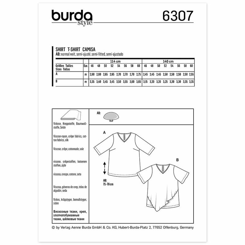 Burda 6307 - t-shirt blouse