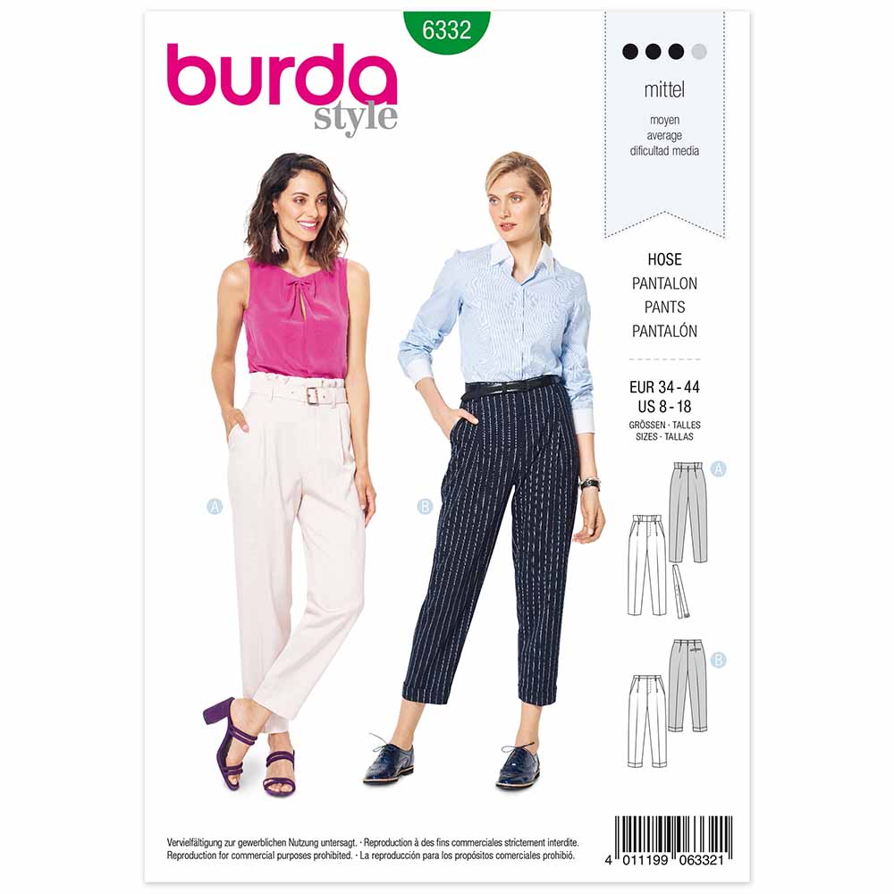 Burda 6332 - high waist pants with permanent pleats – La CaSa de la Couture