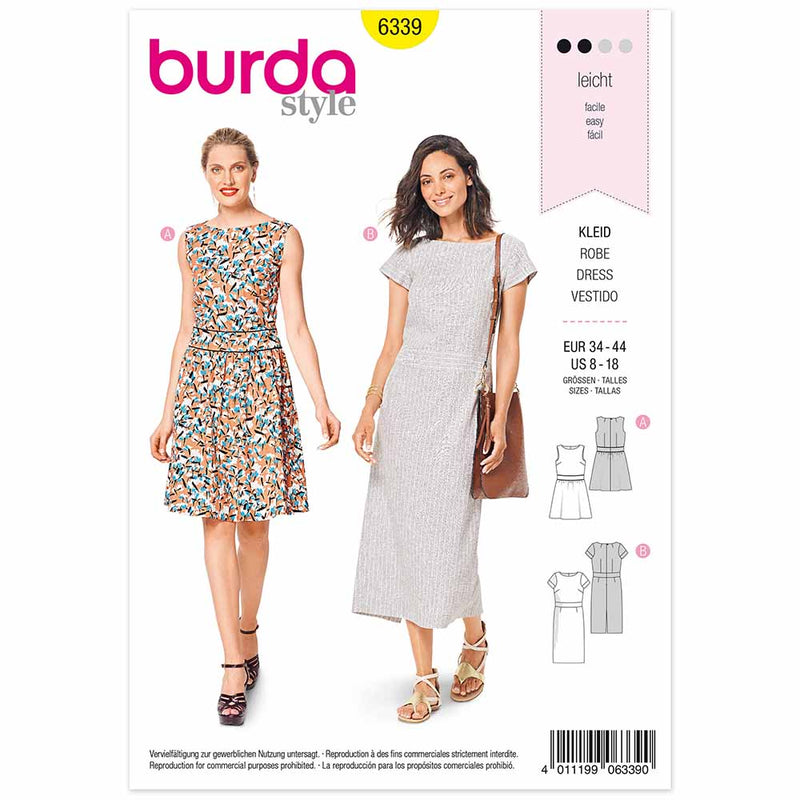 Burda 6339 - robe avec parement de taille