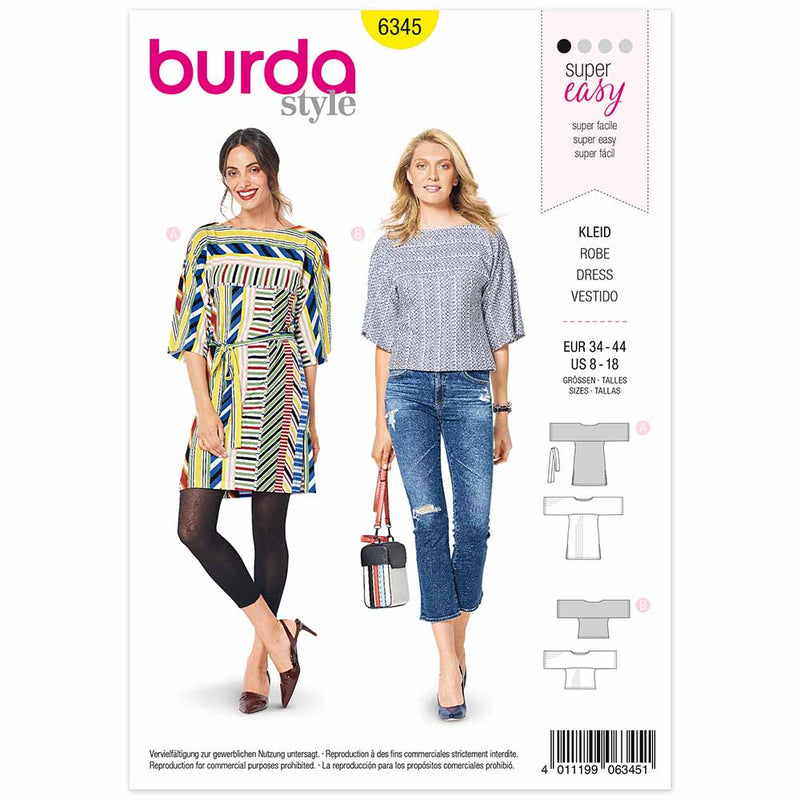 Burda 6345 - loose sleeve t-shirt and dress