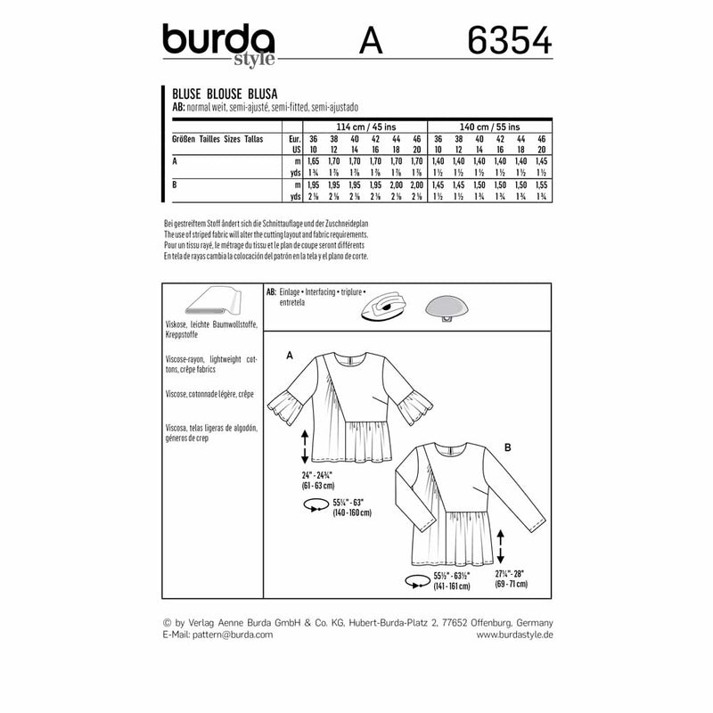 Burda 6354 - asymmetric blouse