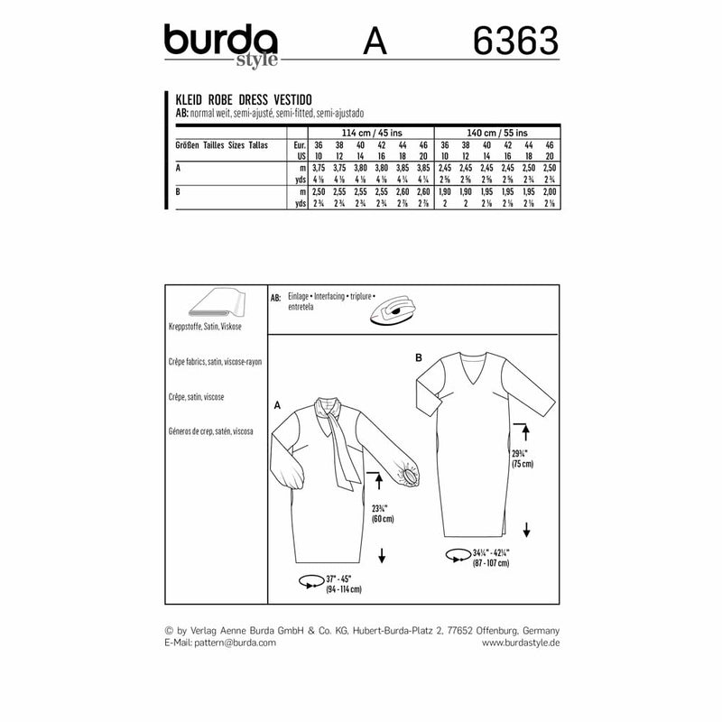 Burda 6363 - robe boule à lavallière