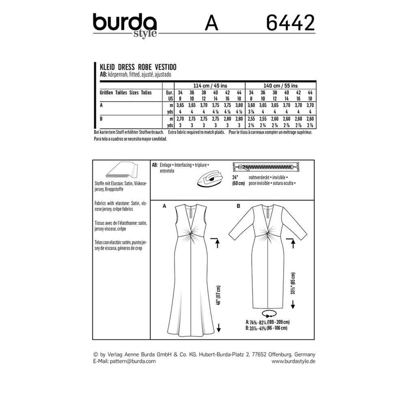 Burda 6442 - Robe stretch