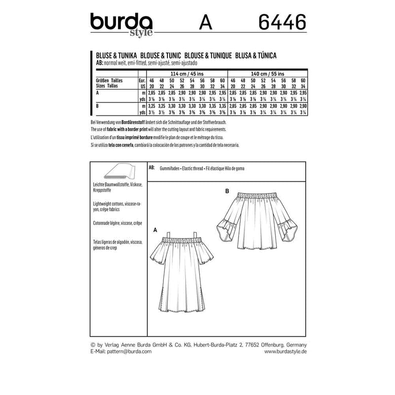 Burda 6446 - Blouse, tunic