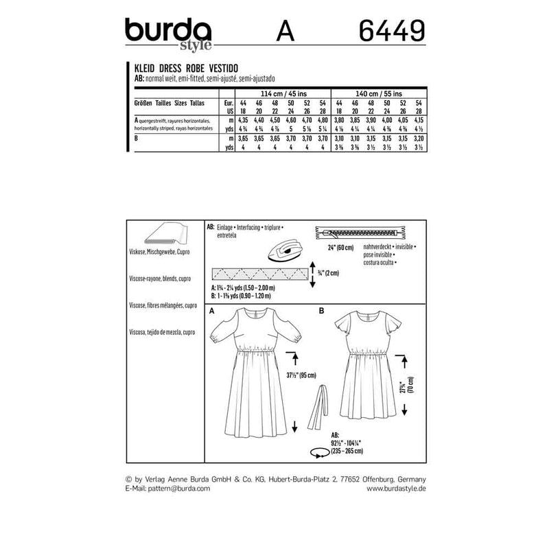 Burda 6449 - Robe d'été à coulisse élastiquée