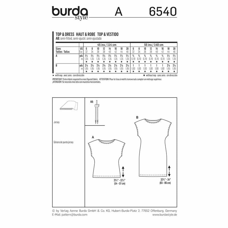 Burda 6540 - Top & dress