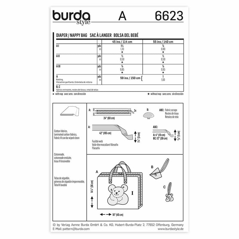 Burda 6623 - changing bag