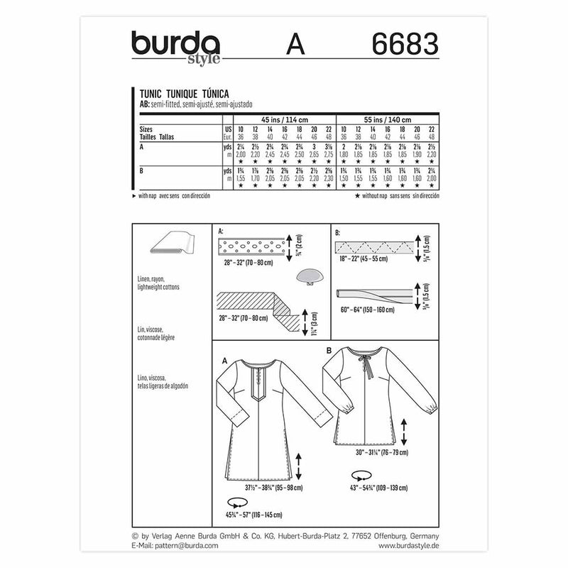 Burda 6683 - Haut pour femmes