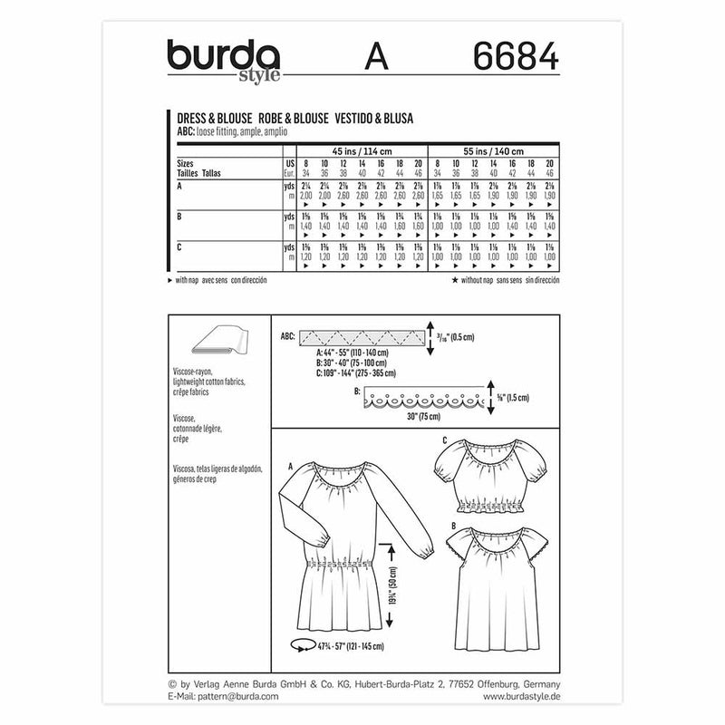 Burda 6684 - Women's Dress / Blouse