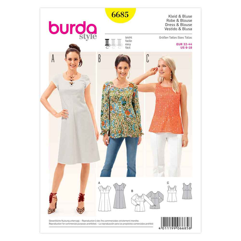Burda 6685 - Robe/ blouse pour femmes