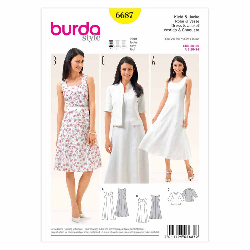 Burda 6687 - Robe/ veste pour femmes
