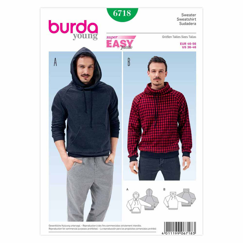 Burda 6718 - Sweat-shirt pour hommes