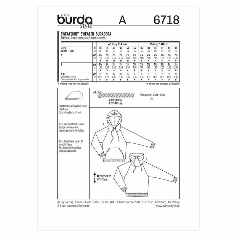 Burda 6718 - Men's Sweatshirt