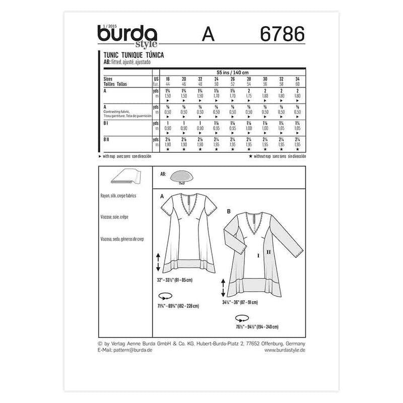 Burda 6786 - Haut pour femmes