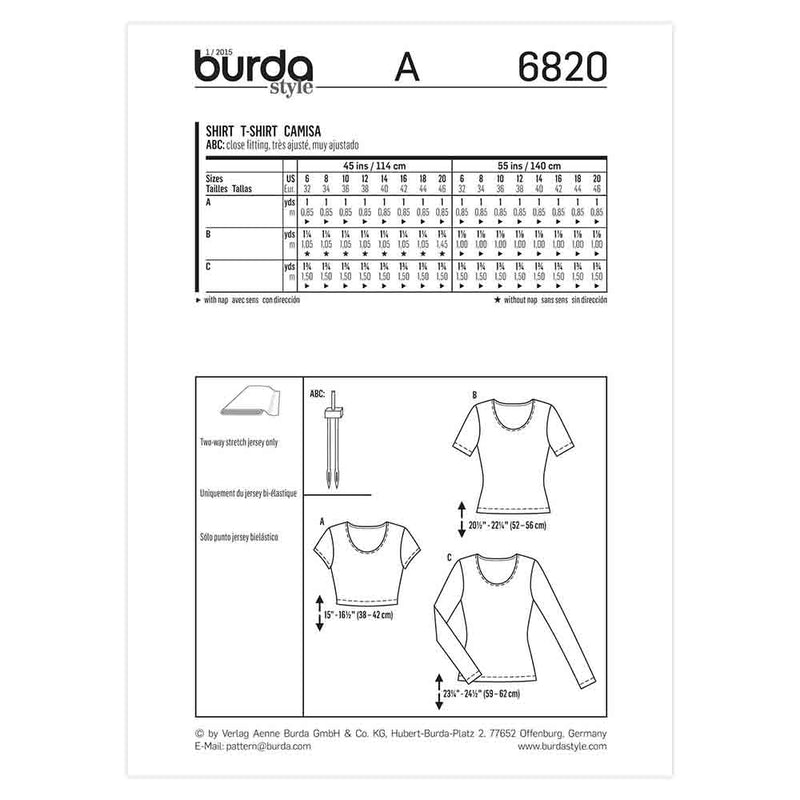 Burda 6820 - Haut pour femmes