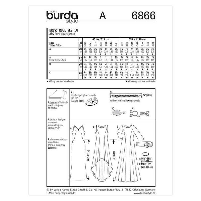 Burda 6866 - Women's Party Dress