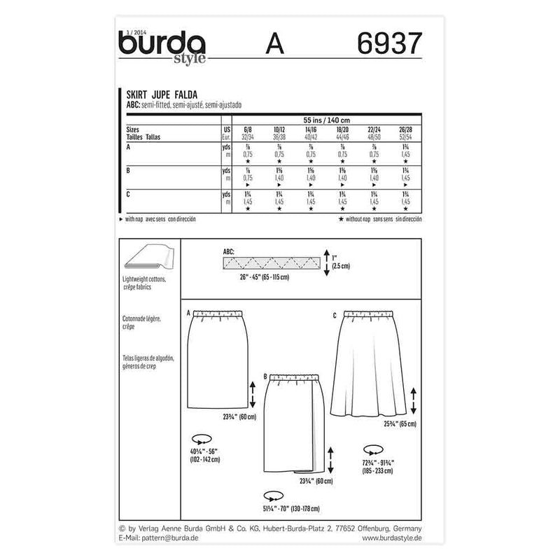 Burda 6937 - Skirt