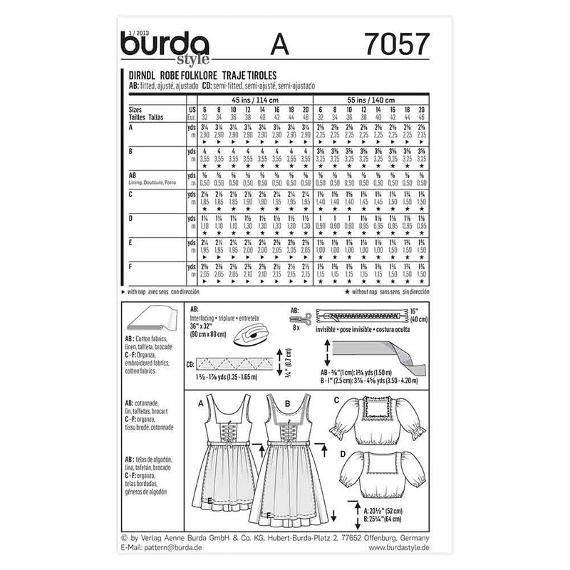 Burda 7057 - Costume folklorique