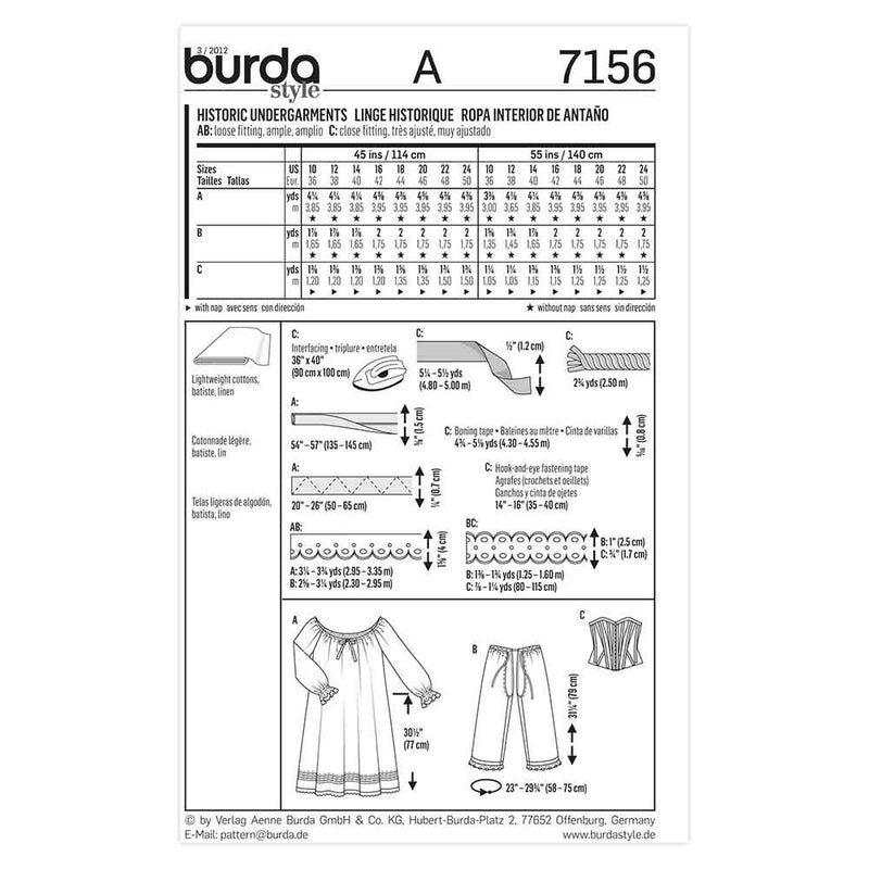 Burda 7156 - Costume historique pour femme