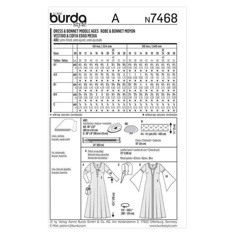 Burda 7468 - Ladies costume-historical