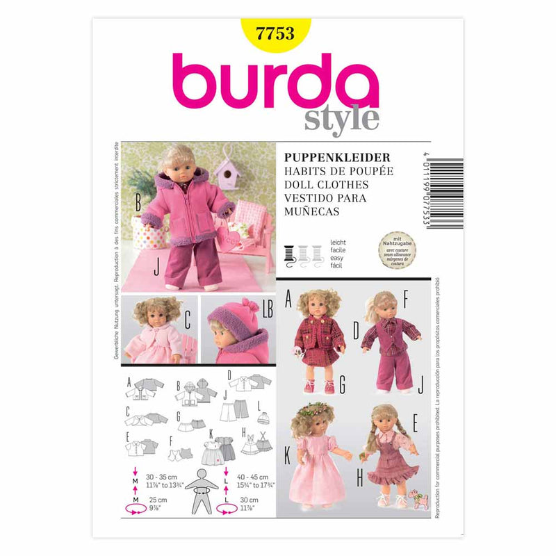 Burda 7753 - Vêtements de poupée
