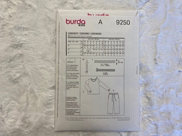 Burda 9250- Coordinated for children