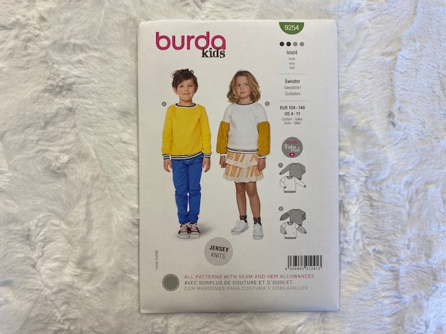 Burda 9254- Sweatshirt unisexe pour enfants