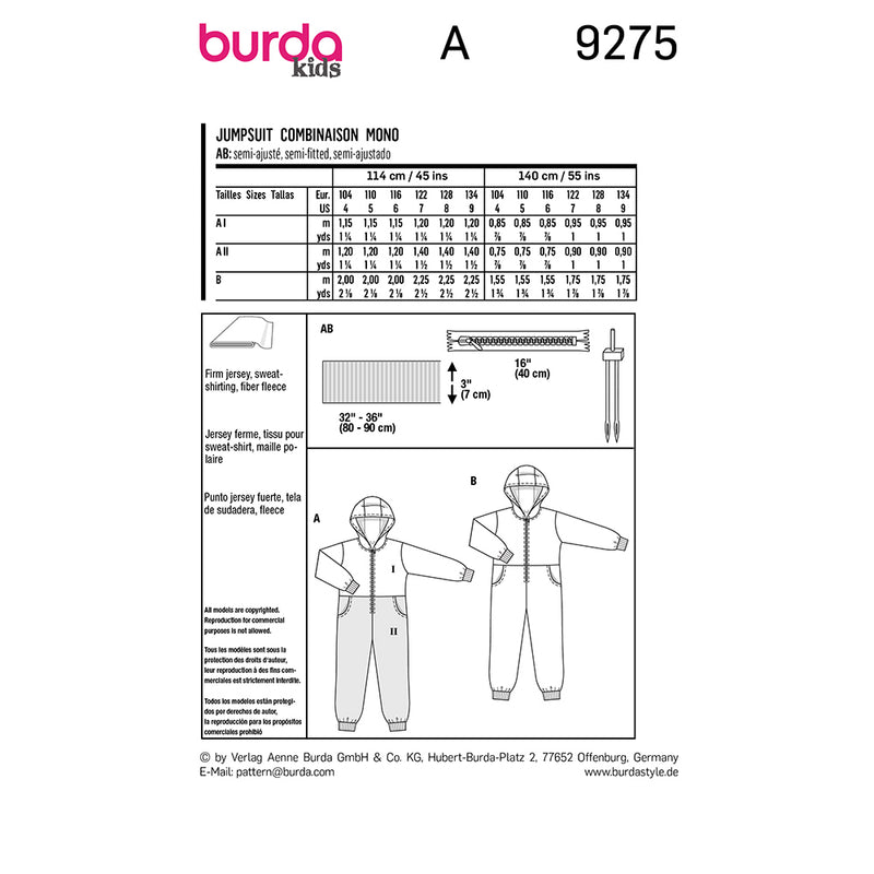 Burda 9275- Combinaison