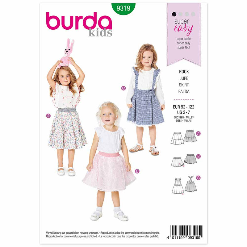 Burda 9319 Skirt with Elastic Belt