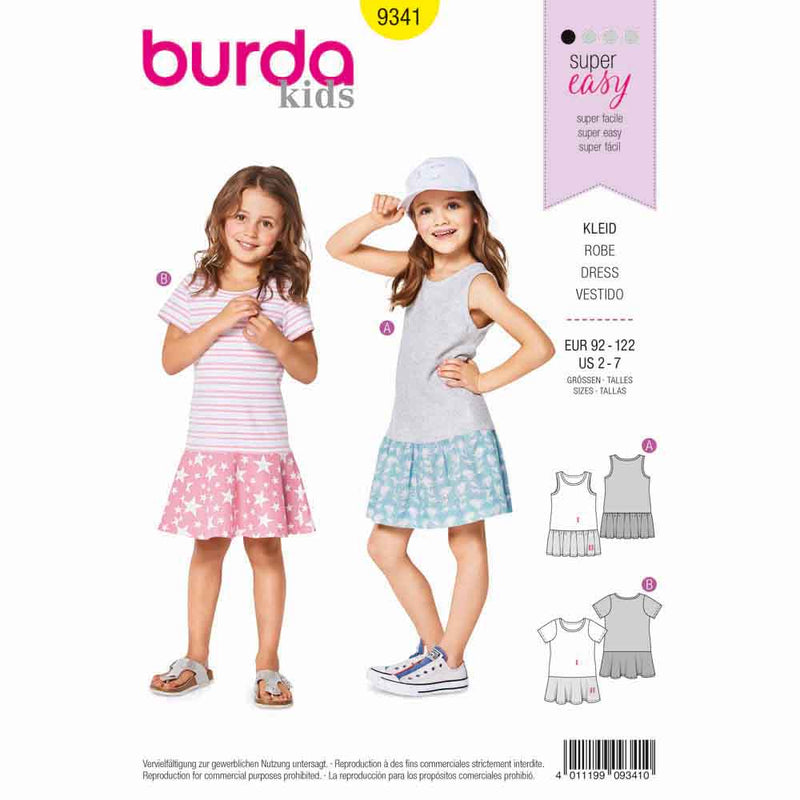 Burda 9341 - robe à bretelle, robe façon t-shirt