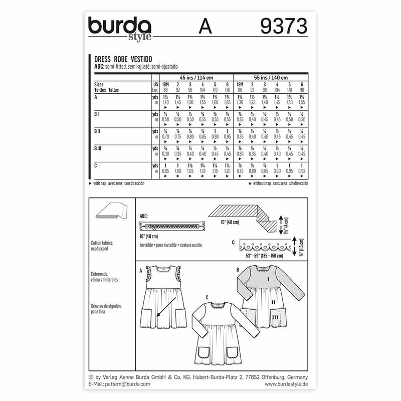 Burda 9373 - robes pour enfants