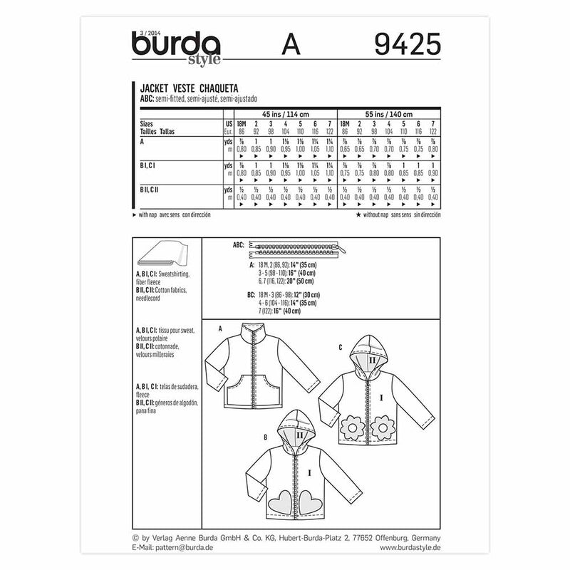 Burda 9425 - Unisex jacket