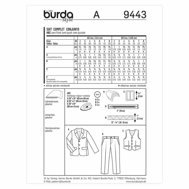 Burda 9443 - Costume pour enfant