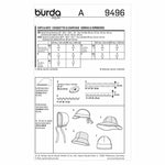 Burda 9496 - Caps, hats