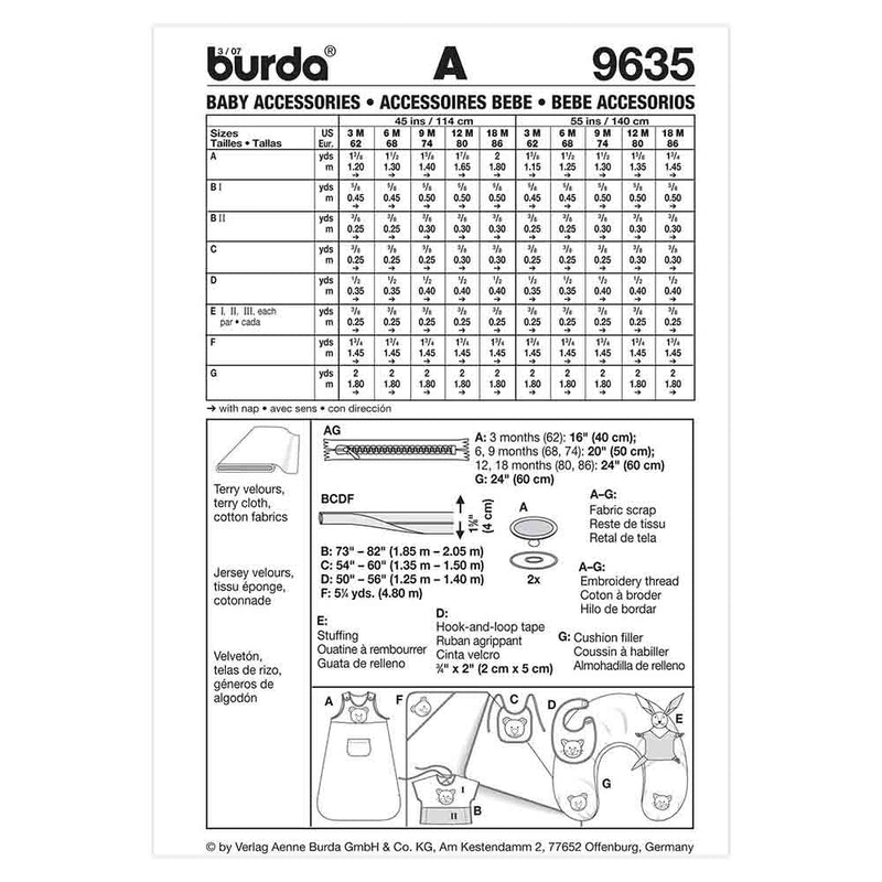 Burda 9635 - Accessoire pour bébé