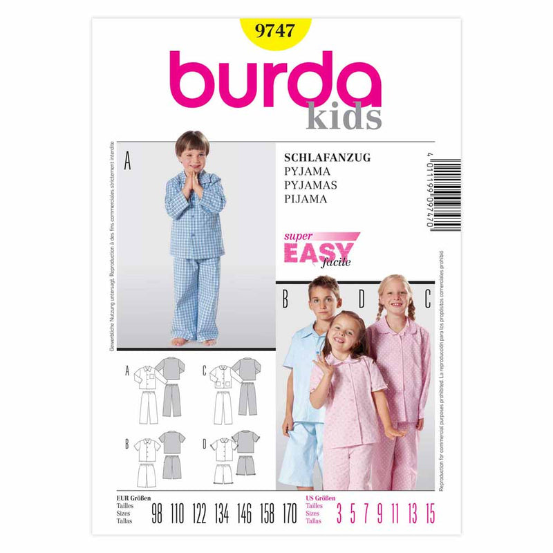 Burda 9747 - Kids' Pajamas