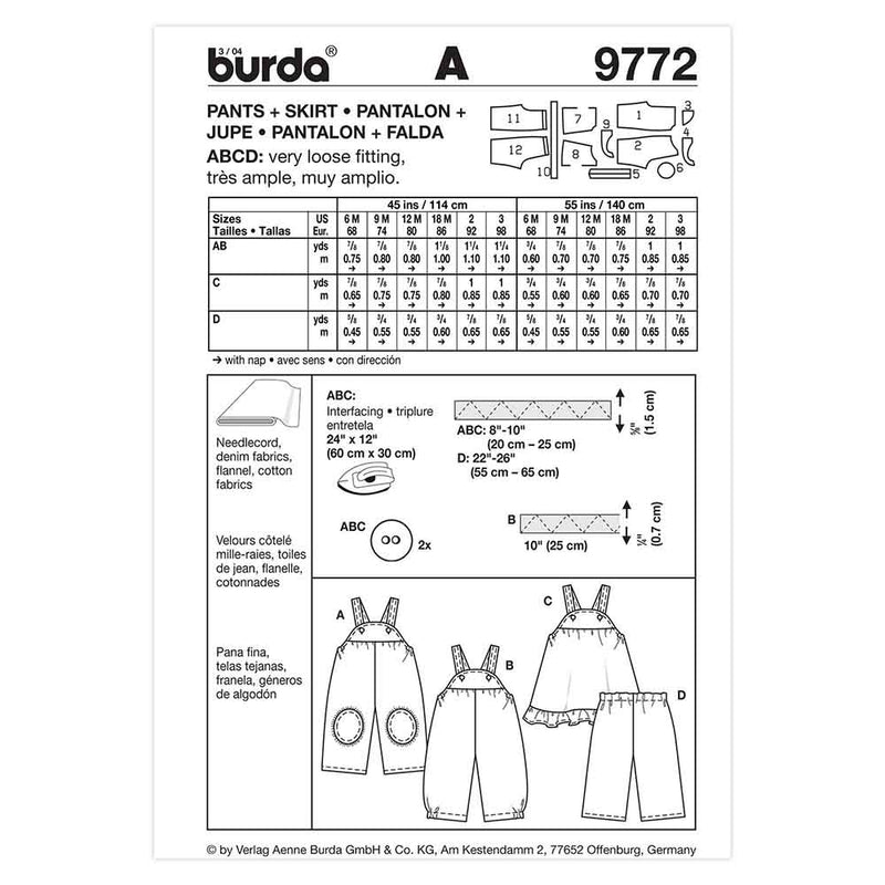 Burda 9772 - Kids Trousers & Dress